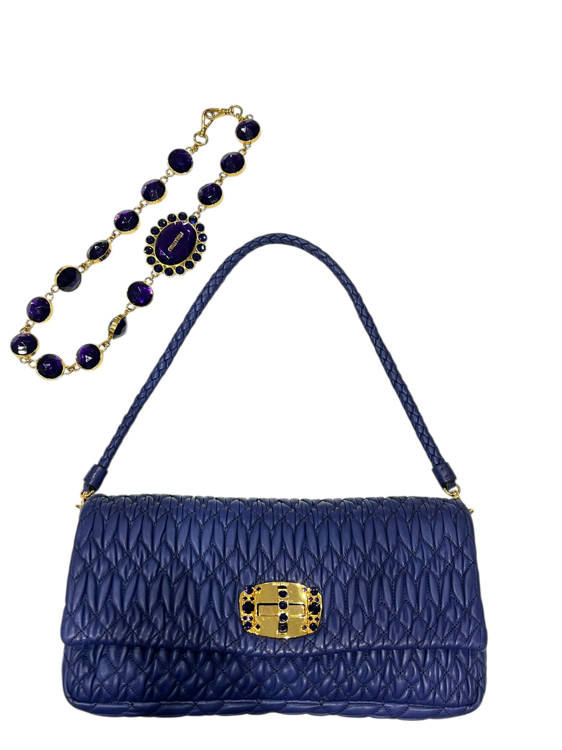 Miu Miu Sac Miu Crystal Cuir violet | Les Folies d’Eugénie