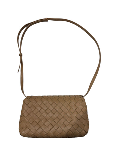 Bottega Veneta - Sac porté bandoulière en cuir intreccio beige