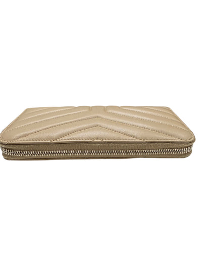 Saint Laurent - Portefeuille Cassandre en cuir lisse beige