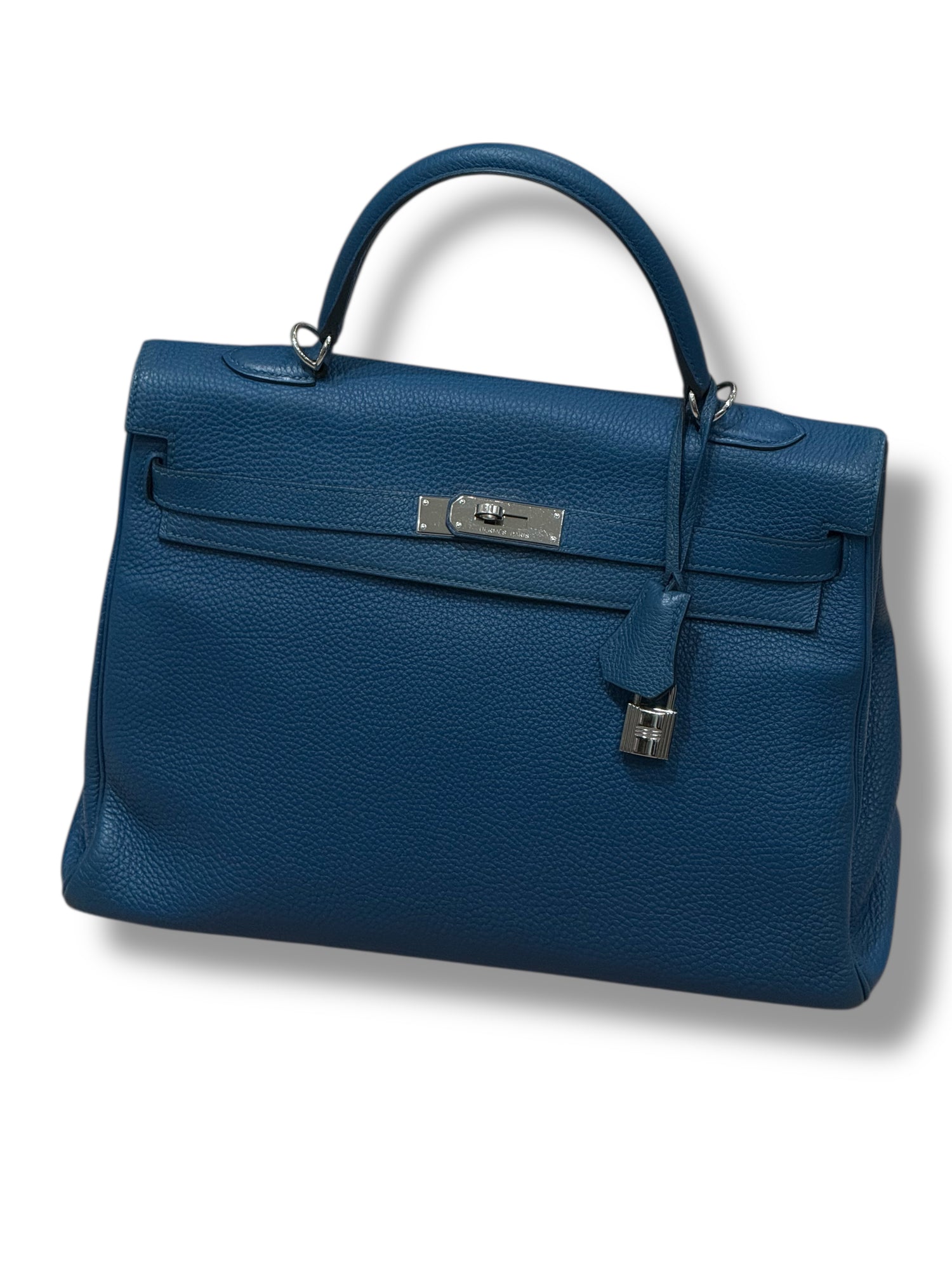 Hermès - sac Kelly 35 cuir Togo Bleu de Malte PHW