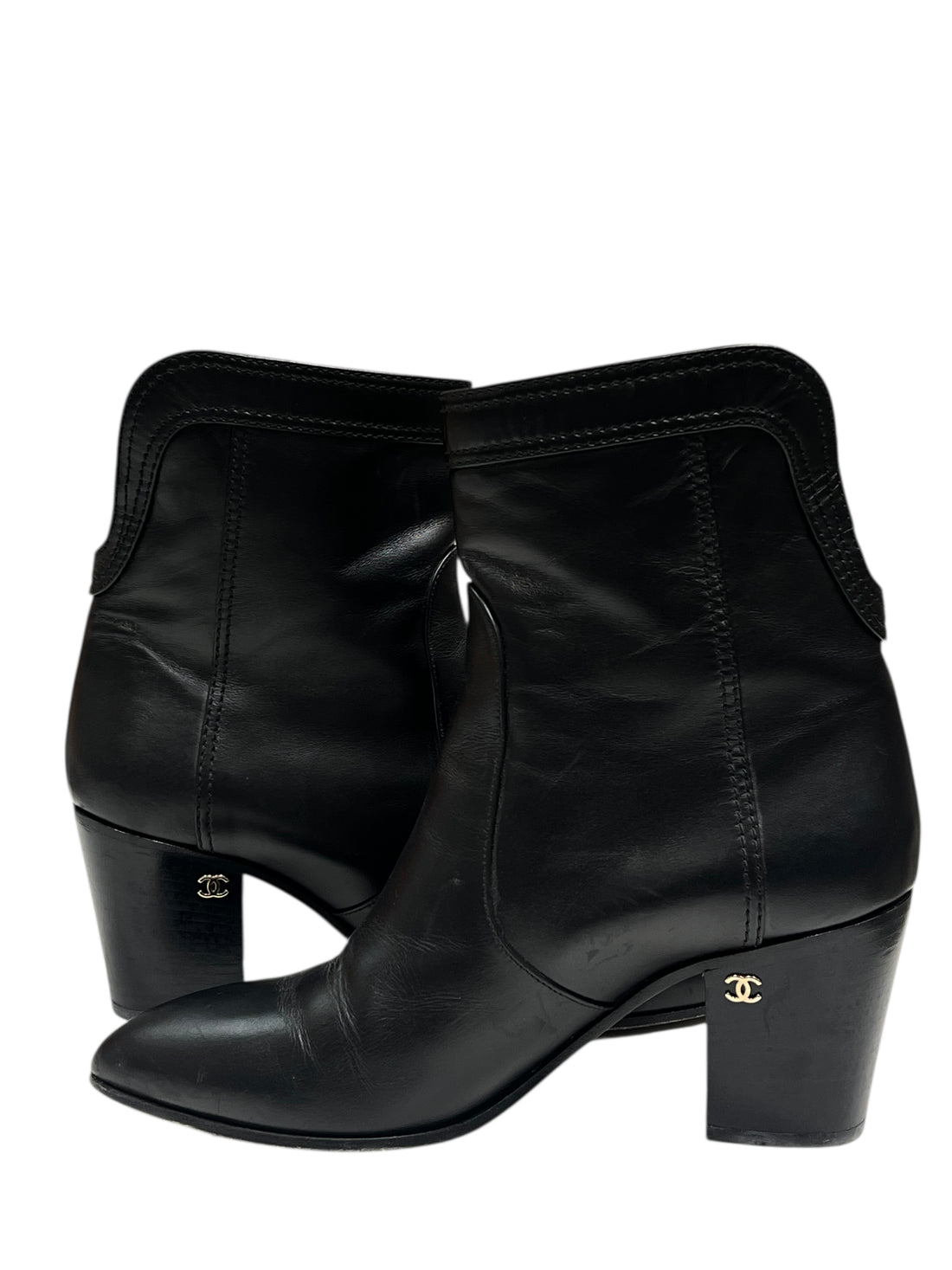 Chanel - bottines cuir noir T 38,5