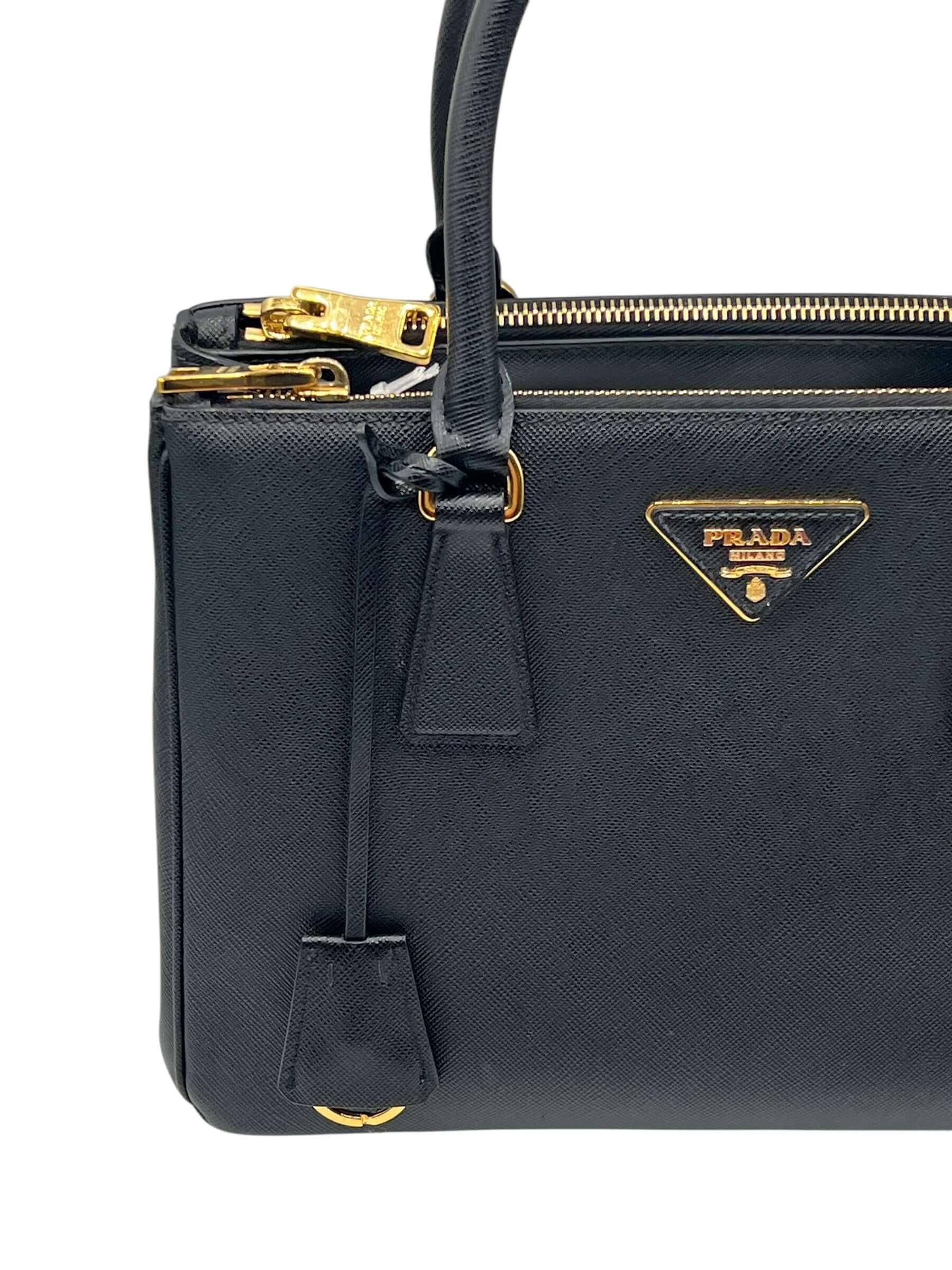 Prada- sac galleria MM cuir saffiano noir