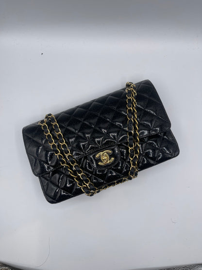 Chanel - Tasche 11.12 Zeitlos schwarz lackiert glitzernd