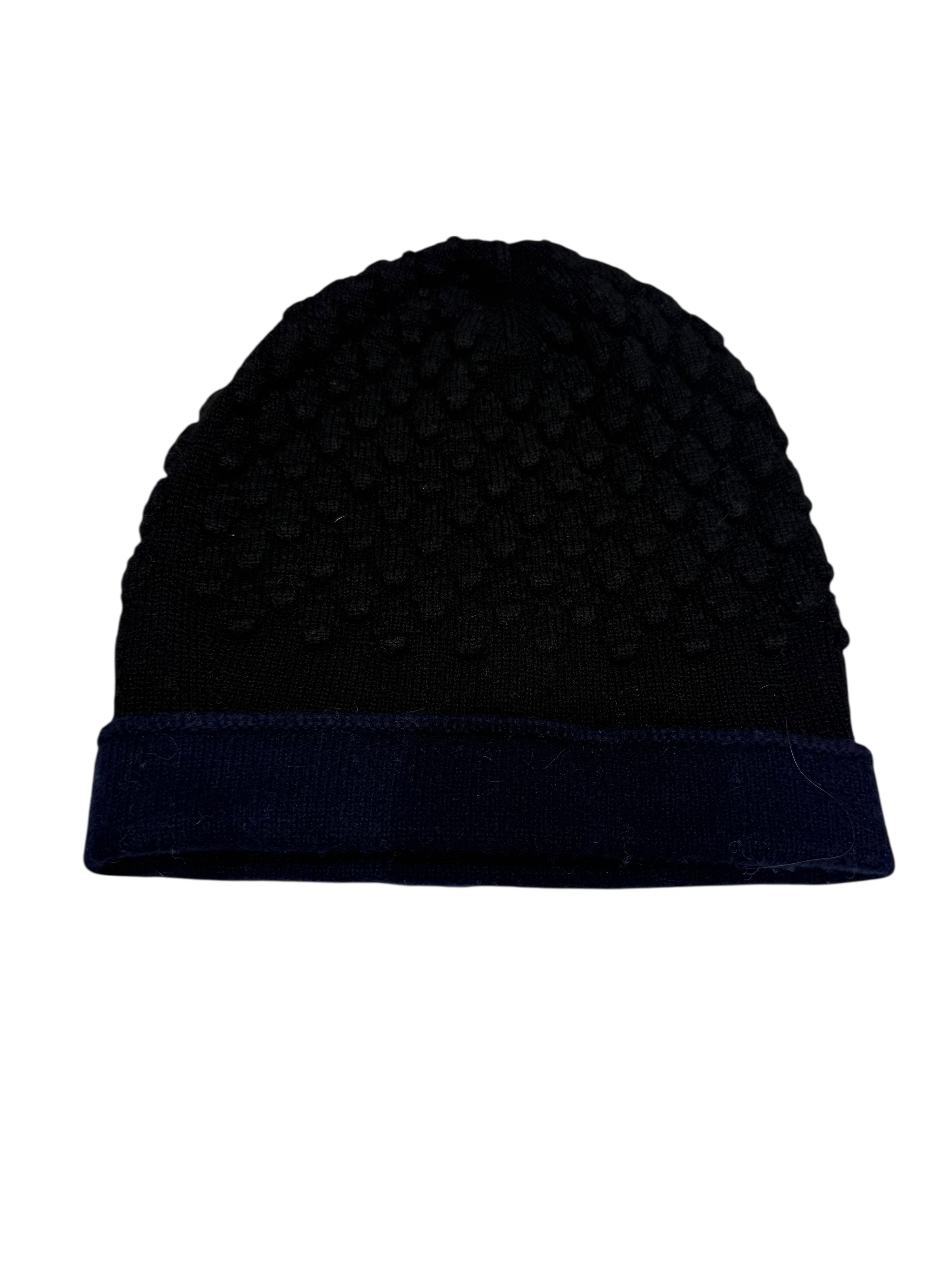Chanel - Bonnet en cachemire en tricot Coco Mark bleu et noir