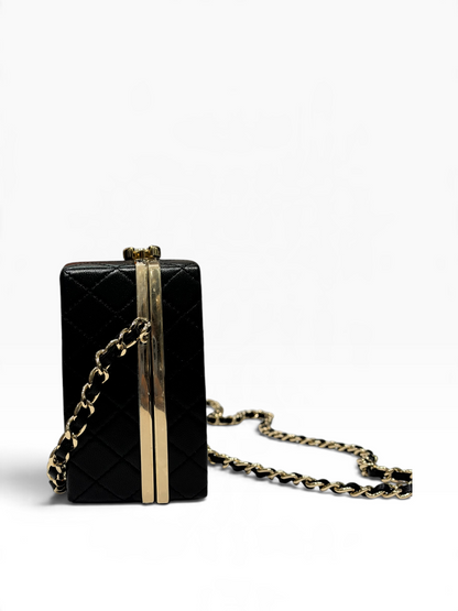 Chanel - Sac Minaudière boite maquillage cuir noir