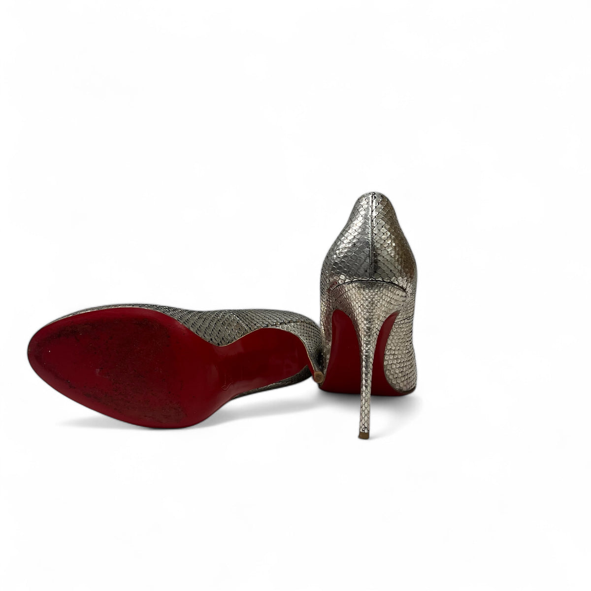 Louboutin - Silver python pumps