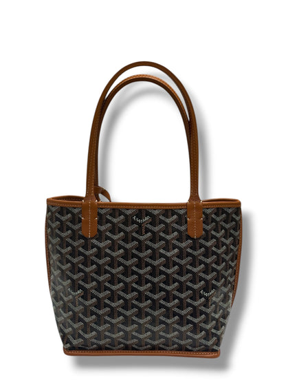 Goyard - Sac Mini Anjou réversible toile et cuir Gold