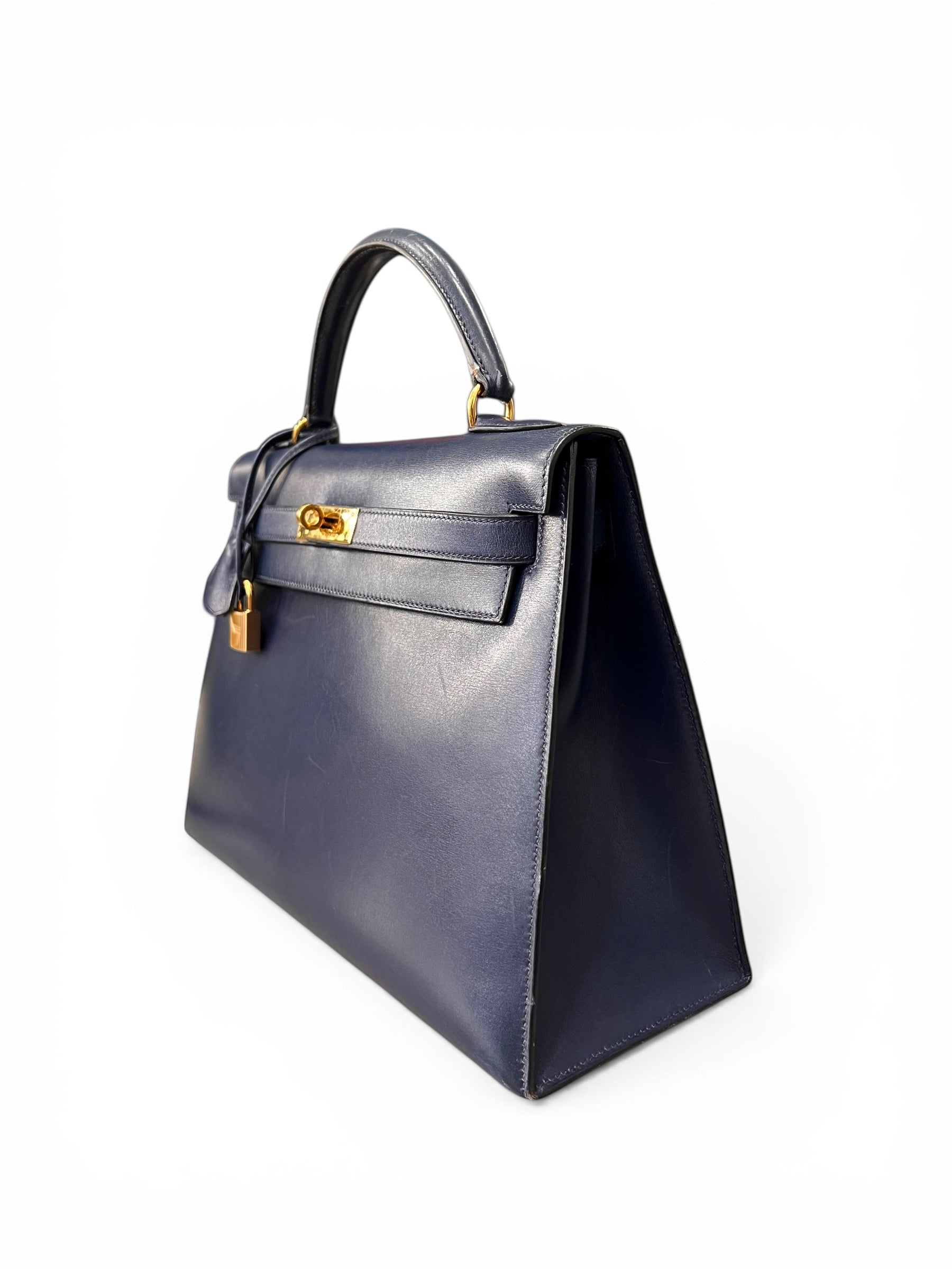 Hermès Sac Kelly 32 Box Bleu Nuit | Les Folies d’Eugénie