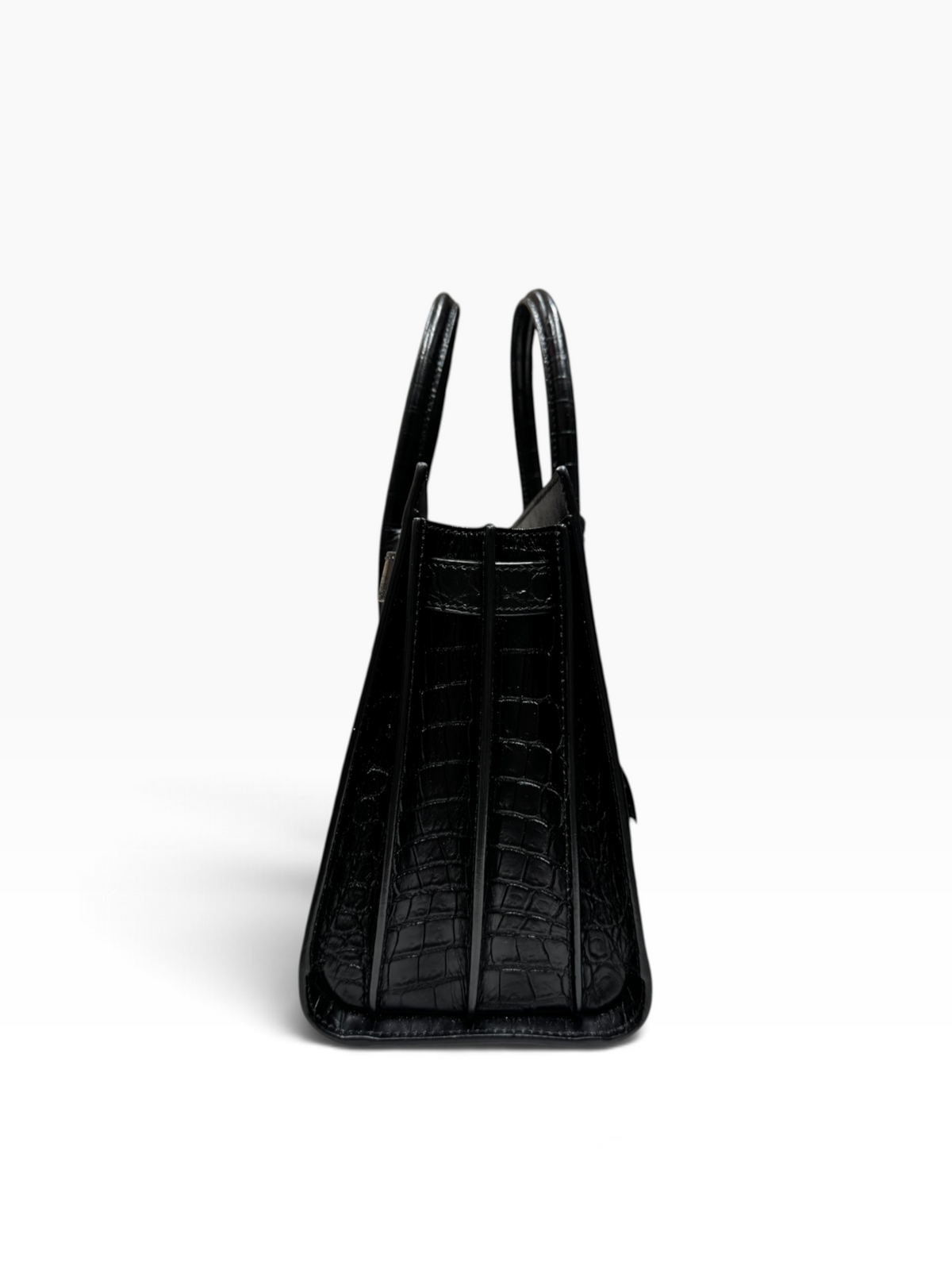Saint Laurent - Sac de jour noir small embossé Crocodile