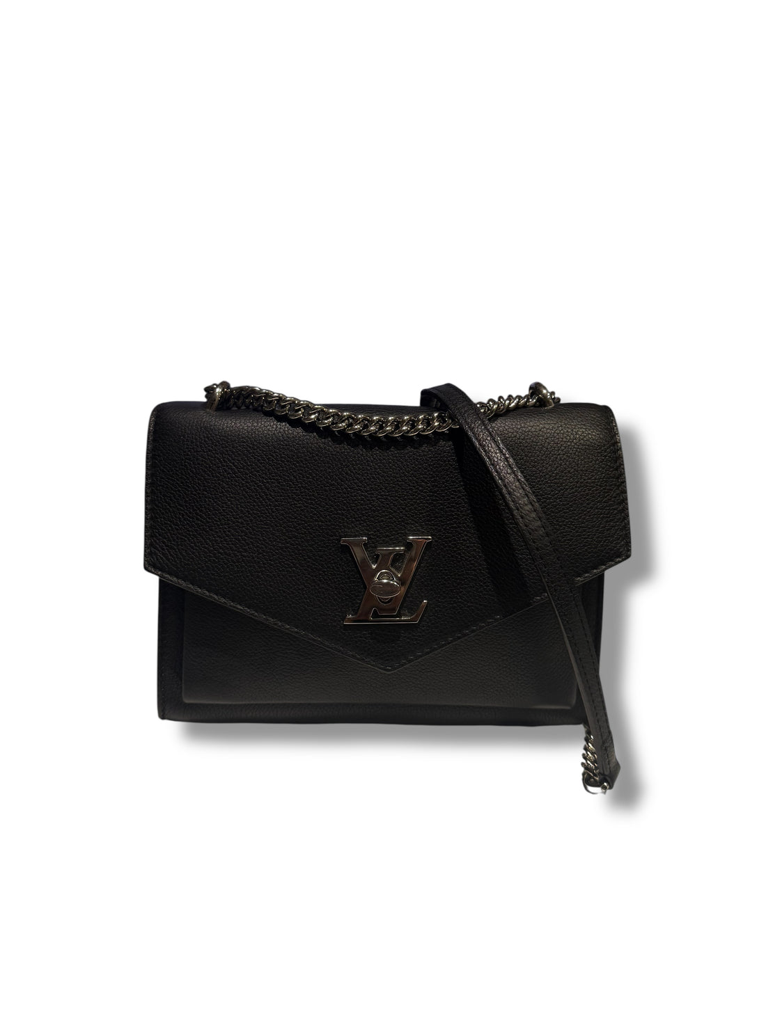 Louis Vuitton - Sac Lock Me en cuir noir et finition argenté