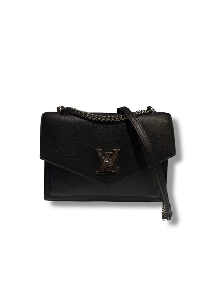 Louis Vuitton - Sac Lock Me en cuir noir et finition argenté