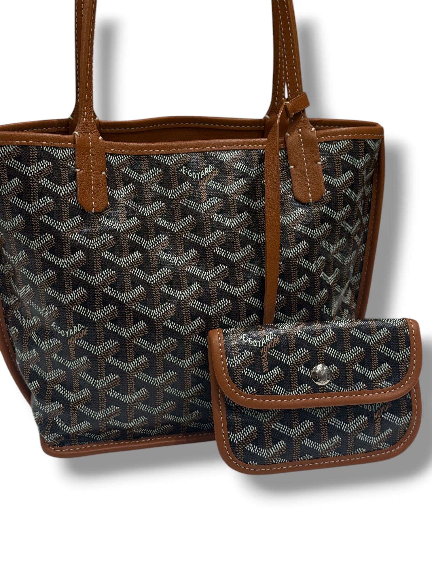 Goyard - Sac Mini Anjou réversible toile et cuir Gold