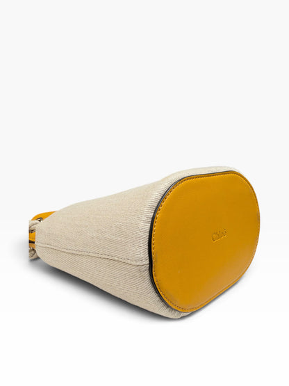 Chloé - Sac sceau Key PM en toile et cuir jaune