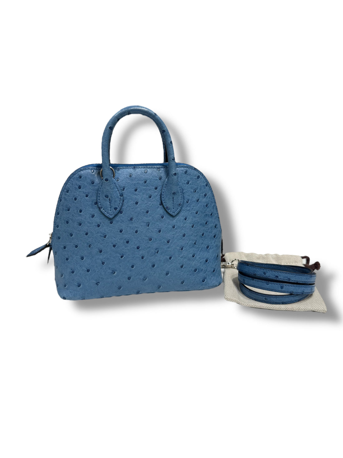 Hermès - Sac mini Bolide 20 Bleu Aizome Autruche