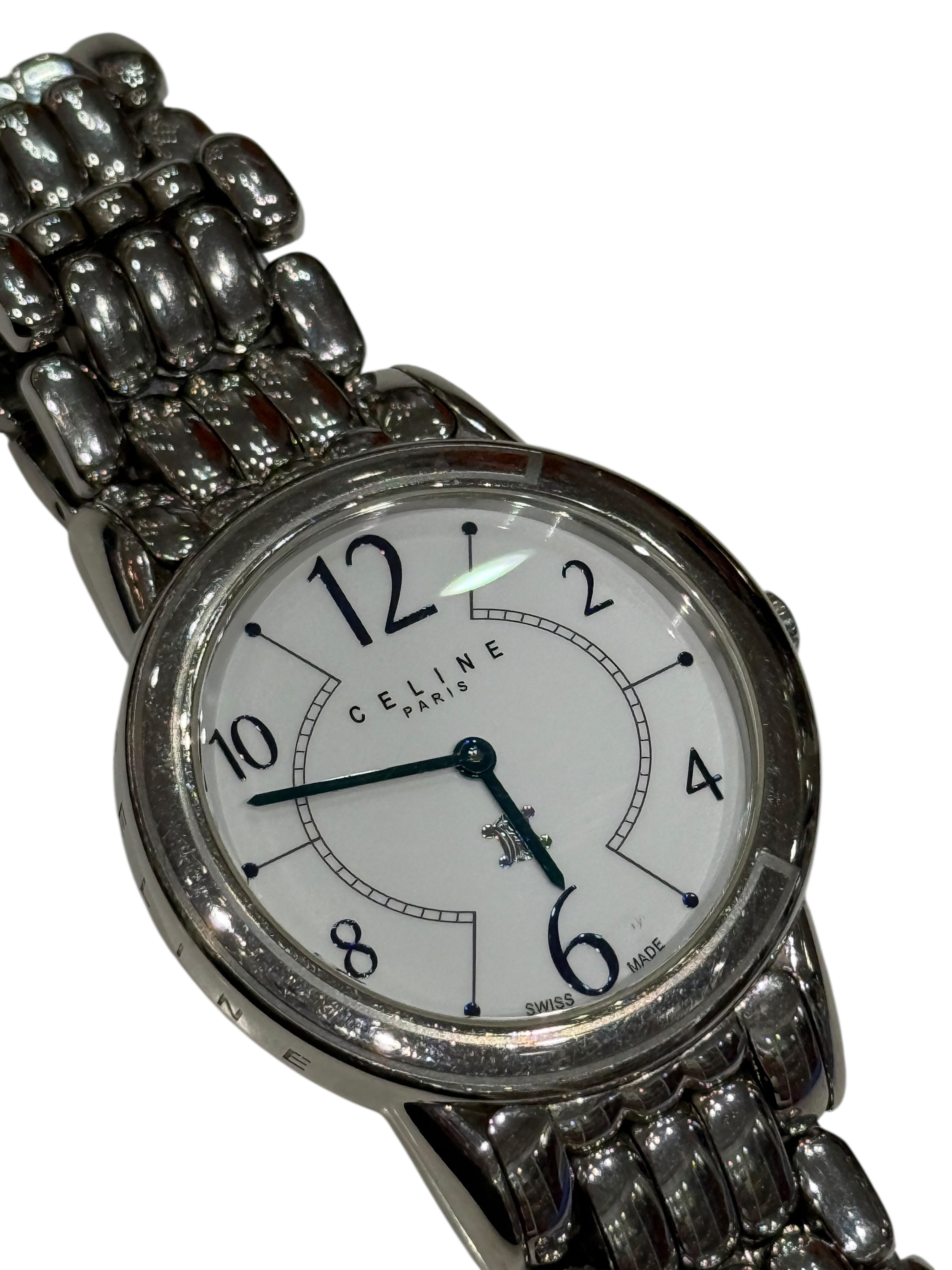 Celine – Montre vintage en acier, cadran signature clé