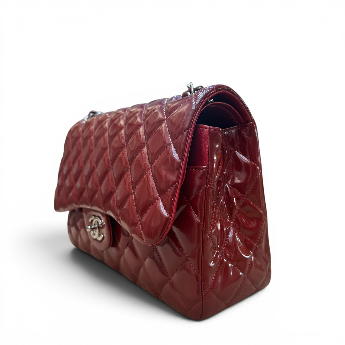 Chanel - Sac Jumbo cuir vernis rouge