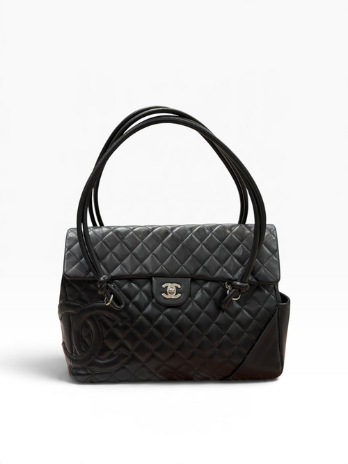Chanel - sac flap cambon GM cuir noir