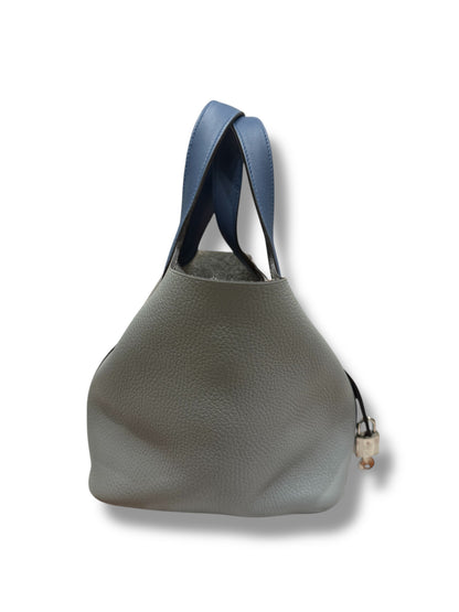 Hermès - Sac Picotin 18 Commande spéciale Bleu Agathe et Gris mouette