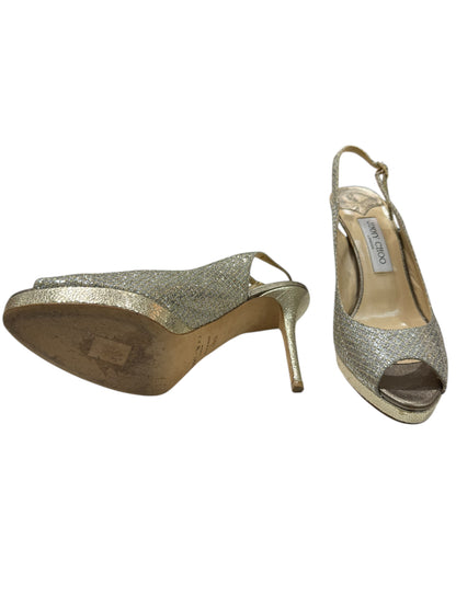 Jimmy Choo - Escarpins ouvert scintillant dorés et argentés