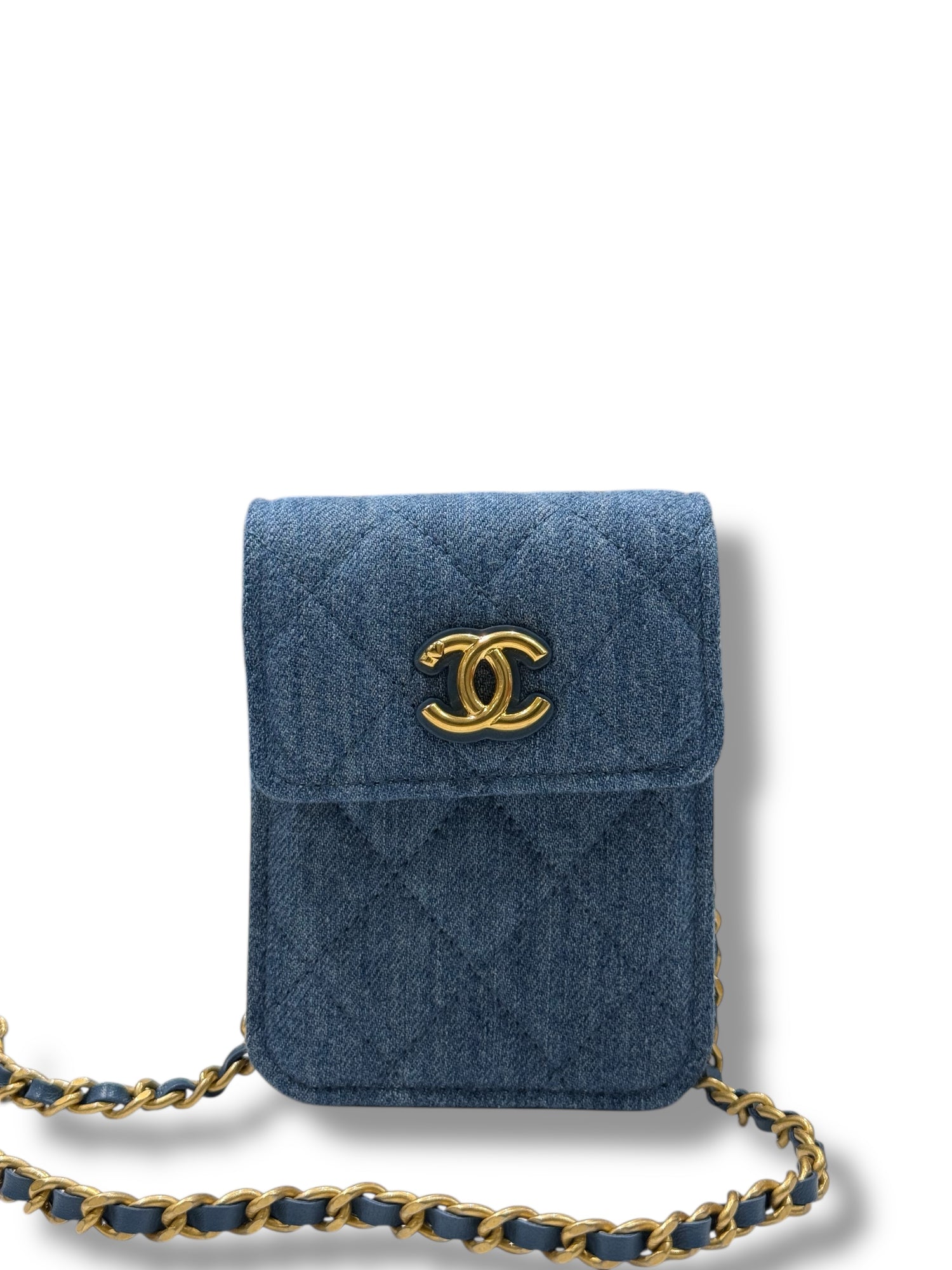 Chanel - Mini wallet on chain Denim