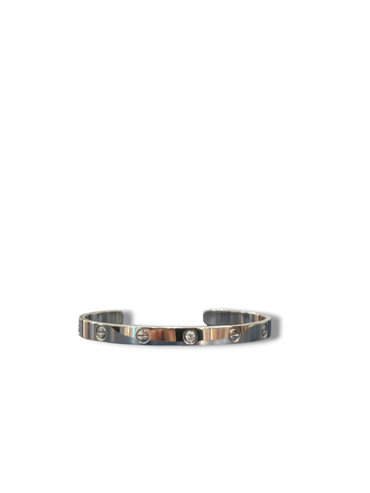 Cartier – Love Halb-Armreif mit 1 Diamanten, Weißgold, Gr. 18
