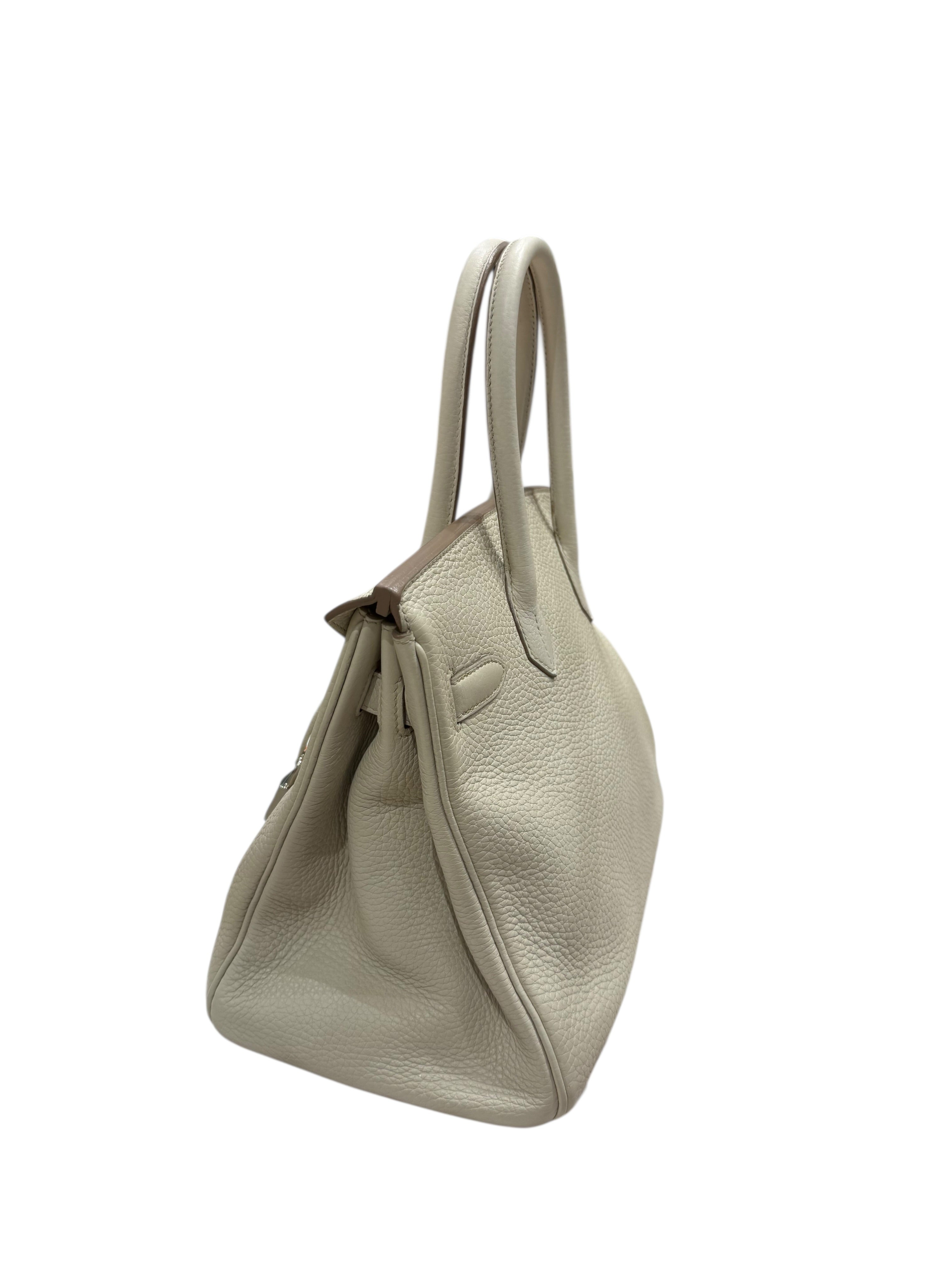 Hermès – Sac Birkin 30 Craie en cuir Taurillon Clémence (2017)