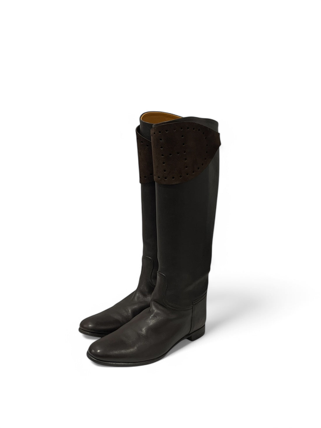 Hermès - Bottes en cuir et daim