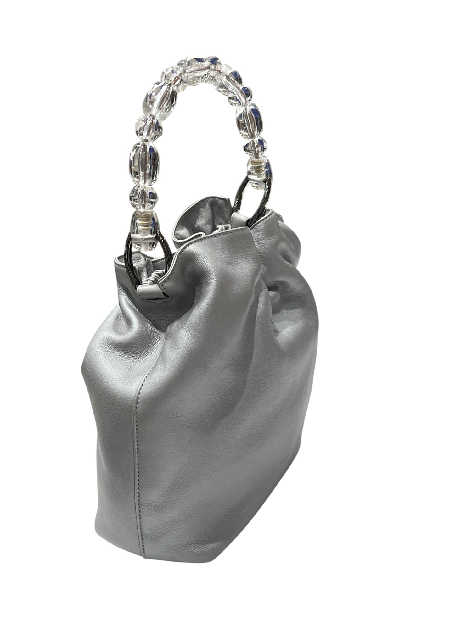 Christian Dior - sac seau pearl cuir gris argenté