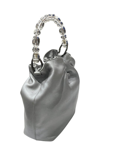 Christian Dior - sac seau pearl cuir gris argenté