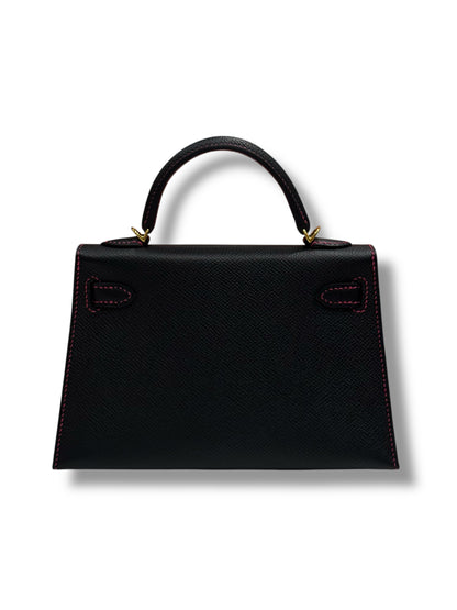 Hermès - Sac Mini Kelly Noir et Rose Extrême commande spéciale