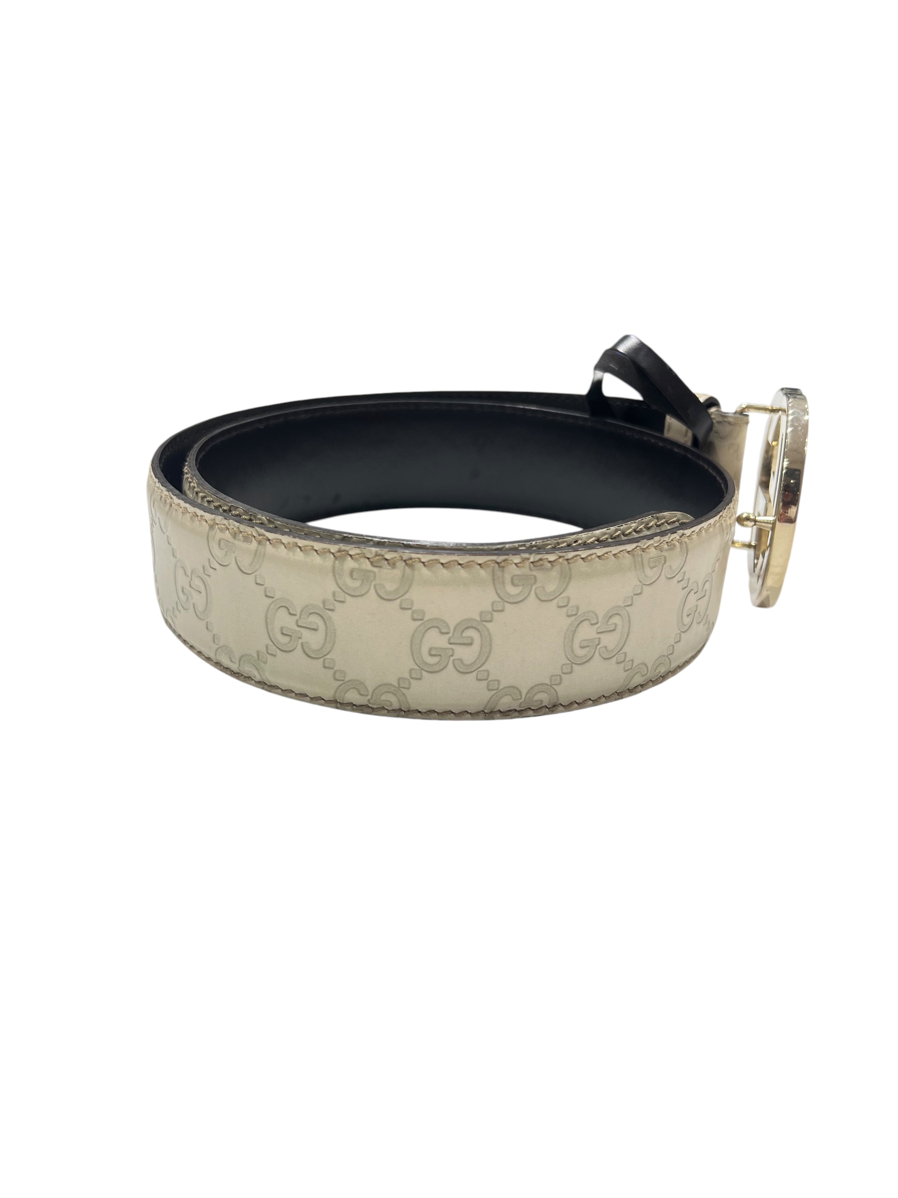 Gucci - ceinture GG cuir blanc