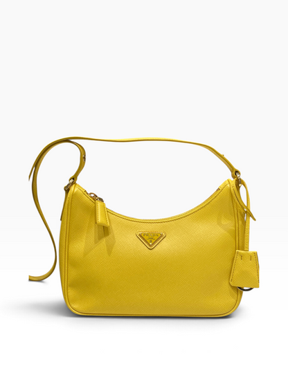 PRADA - sac re-édition cuir saffiano jaune
