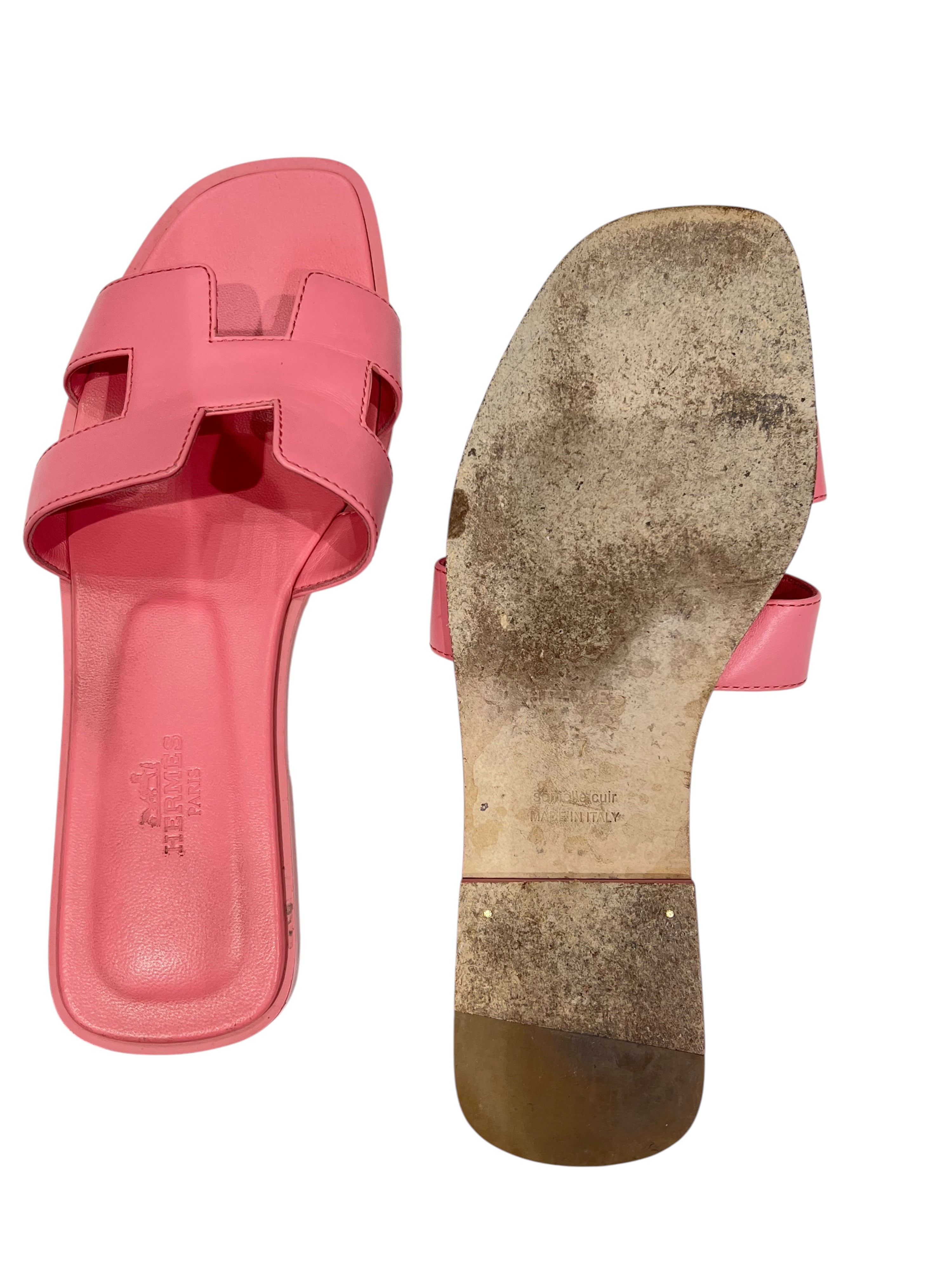 Hermès - mules Oran rose T 37