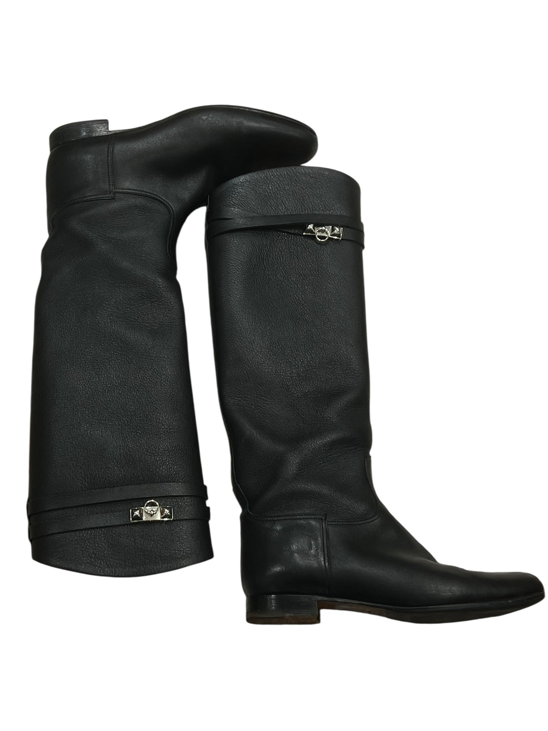 Hermès - bottes jumping cuir noir