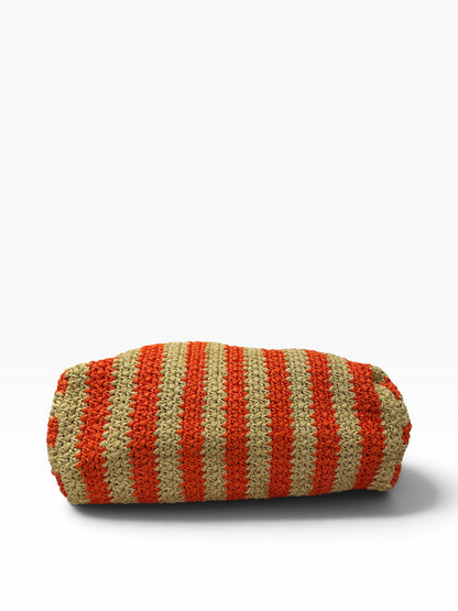 Prada - Sac de plage GM en raffia beige et orange