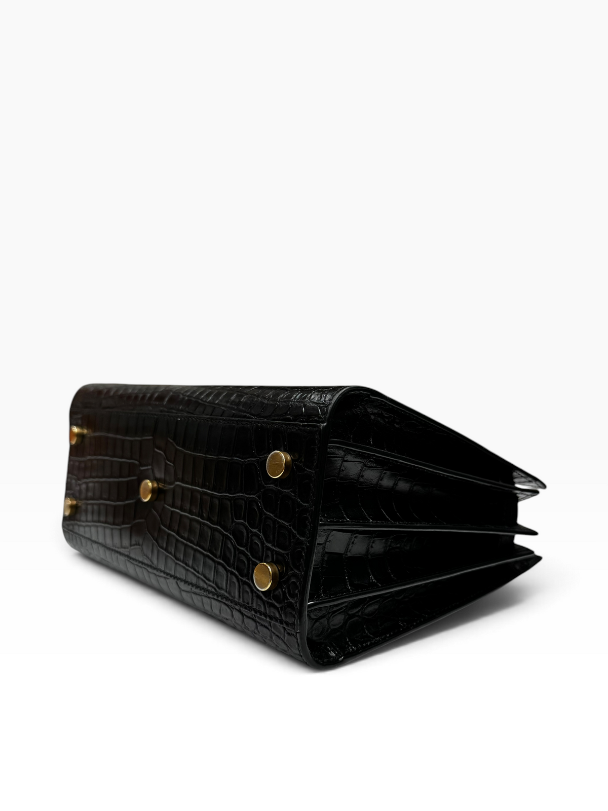 Saint Laurent - Sac de jour noir small embossé Crocodile