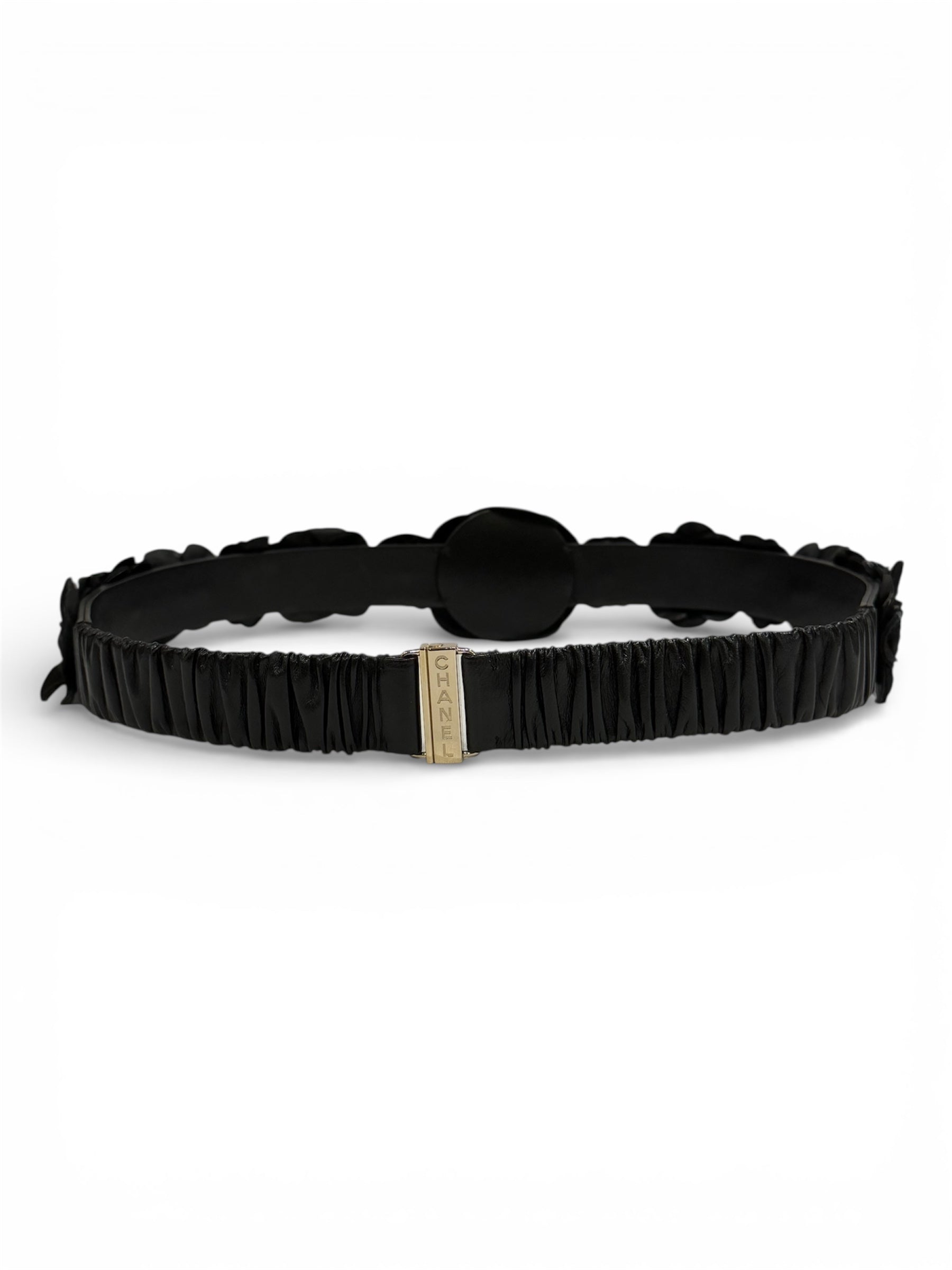 Chanel - cintura in pelle con camelie T.80