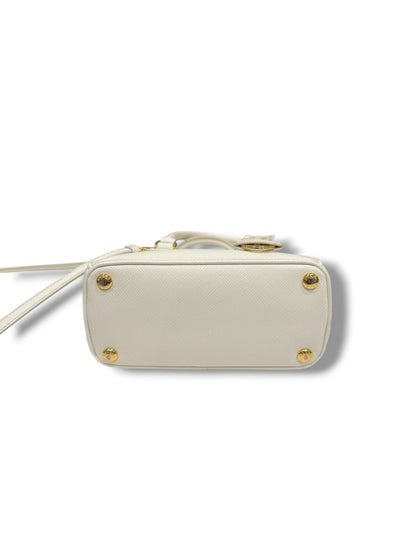Prada - Sac Micro Galleria saffiano blanc