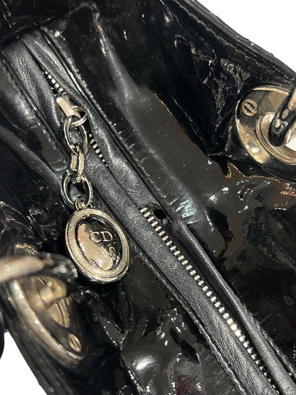 Dior - sac lady Dior cuir vernis noir vintage