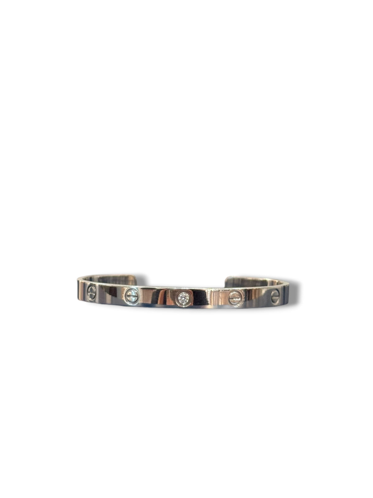 Cartier – Love Halb-Armreif mit 1 Diamanten, Weißgold, Gr. 18