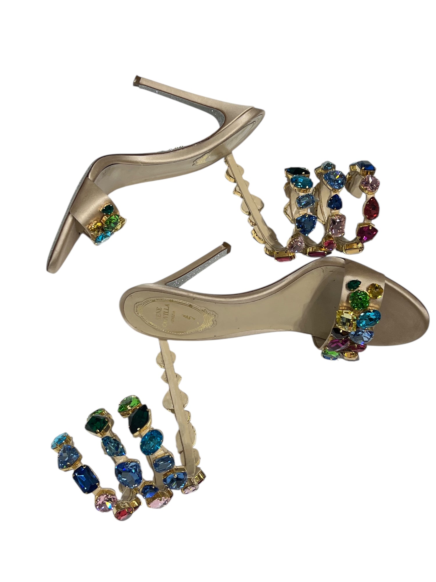 René Caovilla - sandales talon bridés à strass