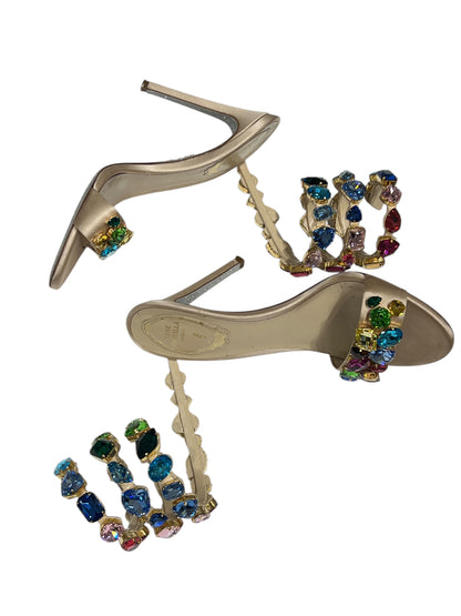 René Caovilla - sandales talon bridés à strass