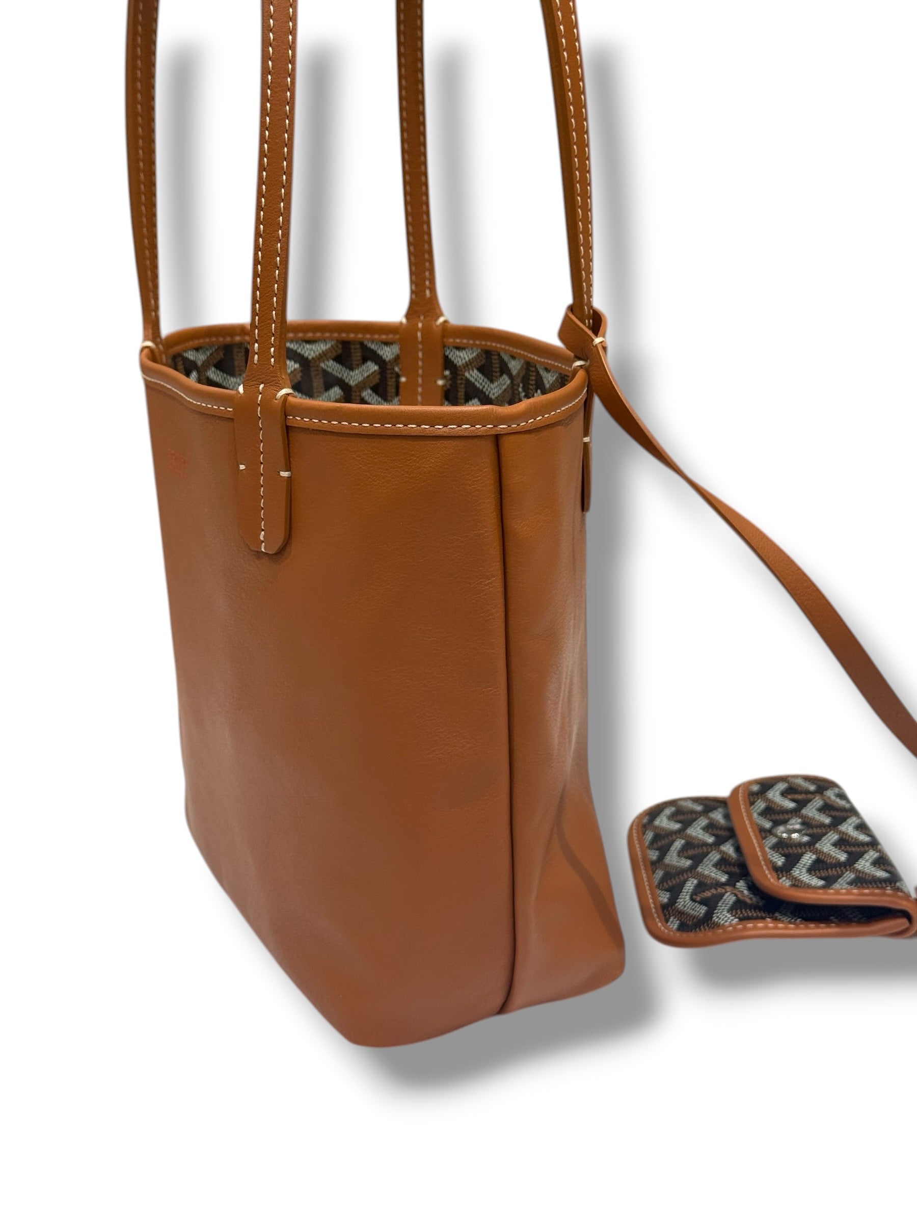 Goyard - Sac Mini Anjou réversible toile et cuir Gold