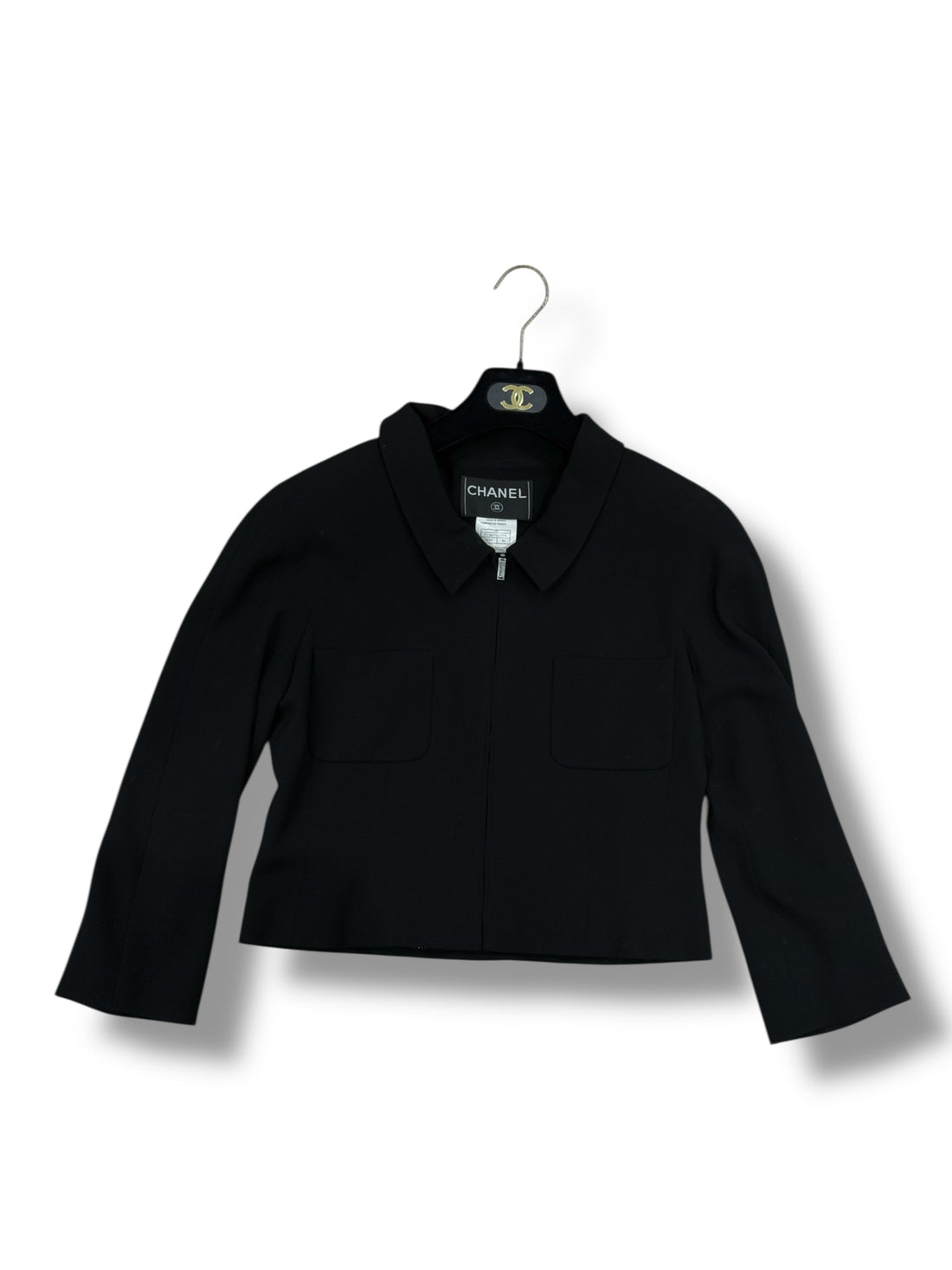 Chanel - Veste Courte Zippée Noire T40 | Les Folies d'Éugénie