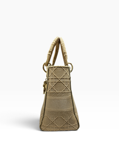Christian Dior - Sac D-Lite MM toile cannage beige