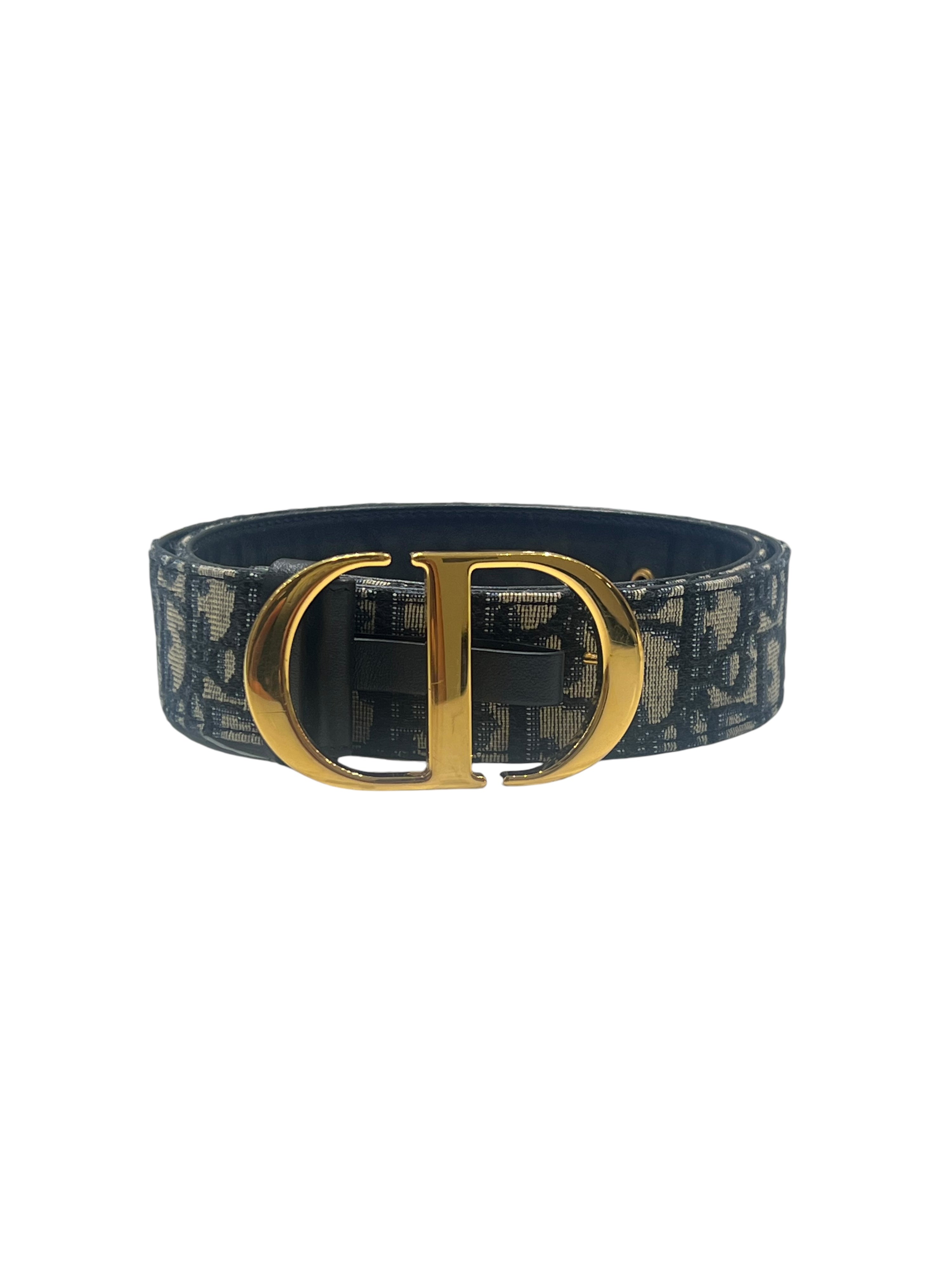Dior - ceinture oblique bleu boucle dorée T75