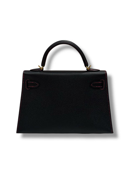 Hermès - Sac Mini Kelly Noir et Rose Extrême commande spéciale