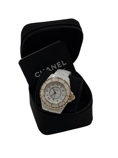 Chanel - J12 33mm index diamants et lunette or jaune