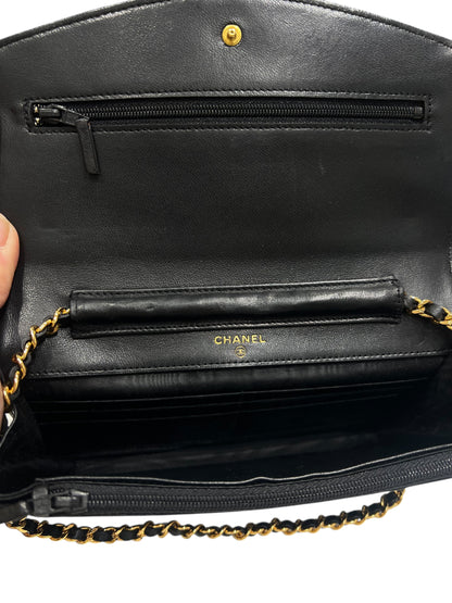 Chanel - Sac wallet on chain cuir verni noir