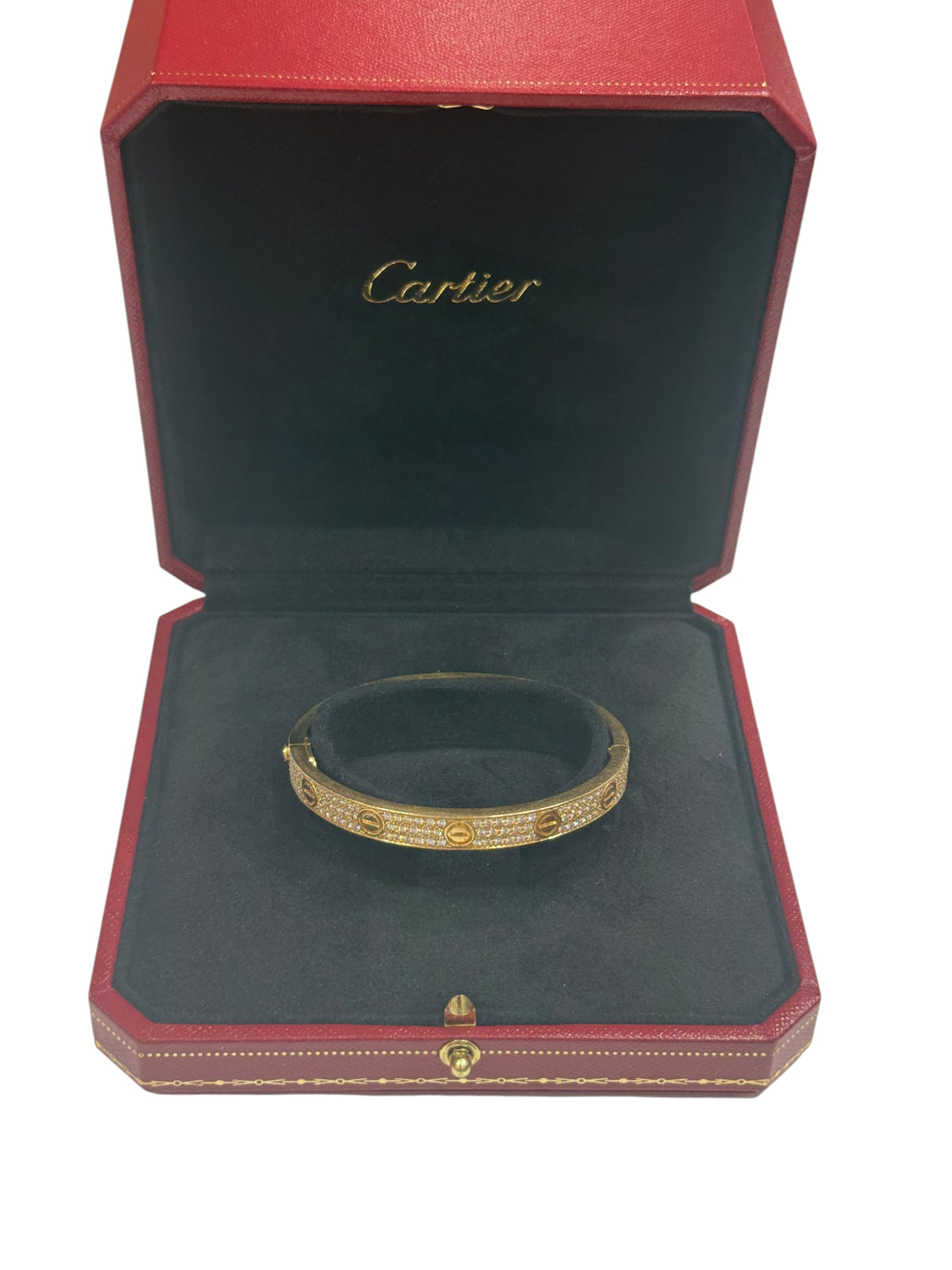 Cartier - Love pavé diamond bracelet in yellow gold size 17